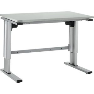 Schäfer Shop Genius elektrisch höhenverstellbarer Arbeitstisch EL-1, 1200 x 800 mm, lichtgrau/alusilber
