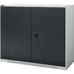 Schäfer Shop Genius Flügeltürenschrank FS, Stahl, mit Belüftungslöchern, B 1343 x T 520 x H 1105 mm, 3 OH, Lichtgrau/Anthrazitgrau, bis 450 kg