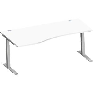 Schäfer Shop Genius Freiformschreibtisch MODENA FLEX, C-Fuß-Rechteckrohr, B 1800 mm, Ansatz links, weiß/weißalu