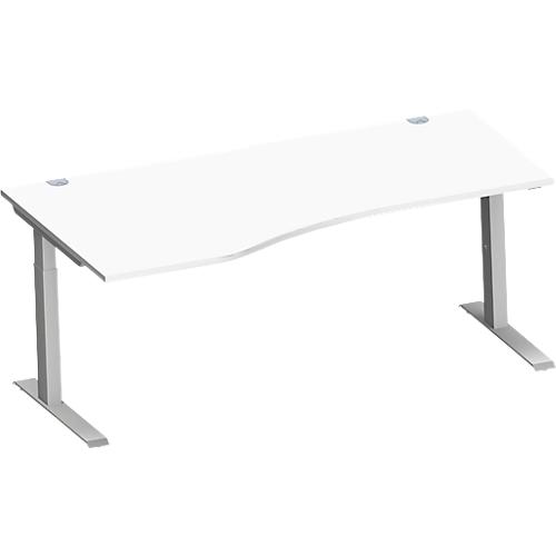 Schäfer Shop Genius Freiformschreibtisch MODENA FLEX, C-Fuß-Rechteckrohr, B 1800 mm, Ansatz links, weiß/weißalu