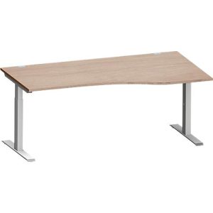Schäfer Shop Genius Freiformschreibtisch MODENA FLEX, C-Fuß-Rechteckrohr, B 1800 mm, Ansatz rechts, Eiche-Dekor/weißalu