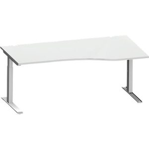 Schäfer Shop Genius Freiformschreibtisch MODENA FLEX, C-Fuß-Rechteckrohr, B 1800 mm, Ansatz rechts, lichtgrau/weißalu