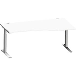 Schäfer Shop Genius Freiformschreibtisch MODENA FLEX, C-Fuß-Rechteckrohr, B 1800 mm, Ansatz rechts, weiß/weißalu