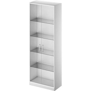 Schäfer Shop Genius Glastürenschrank TETRIS SOLID, Stahlkorpus, 5 OH, B 800 mm, Glas/weißalu