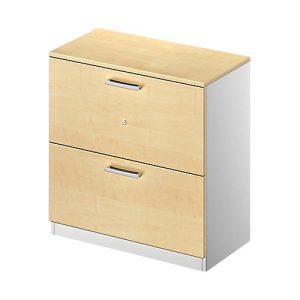 Schäfer Shop Genius Hängeregistraturschrank TETRIS SOLID, 2 OH, B 800 mm, abschließbar, mit Abdeckplatte, Ahorn-Dekor/weißalu