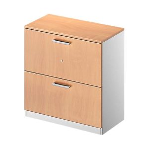 Schäfer Shop Genius Hängeregistraturschrank TETRIS SOLID, 2 OH, B 800 mm, abschließbar, mit Abdeckplatte, Buche-Dekor/weißalu