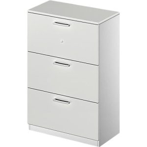 Schäfer Shop Genius Hängeregistraturschrank TETRIS SOLID, 3 OH, B 800 mm, abschließbar, mit Abdeckplatte, lichtgrau/weißalu