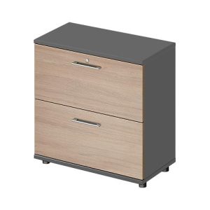 Schäfer Shop Genius Hängeregistraturschrank TETRIS WOOD, 2 OH, B 800 x T 421 x H 800 mm, Höhe inkl. Gleiter, graphit/Eiche