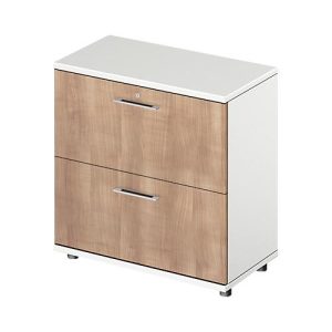 Schäfer Shop Genius Hängeregistraturschrank TETRIS WOOD, 2 OH, B 800 x T 421 x H 800 mm, Höhe inkl. Gleiter, weiß/Kirsche Romana