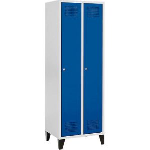 Schäfer Shop Genius Kleiderspind mit Füßen, 2 Abteile, Zylinderschloss, lichtgrau/enzianblau