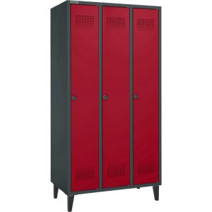 Schäfer Shop Genius Kleiderspind mit Füßen, 3 Abteile, Drehverschluss, anthrazit/rubinrot