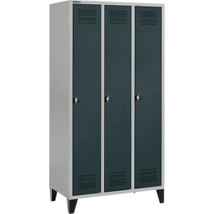 Schäfer Shop Genius Kleiderspind mit Füßen, 3 Abteile, Drehverschluss, hellsilber/anthrazit