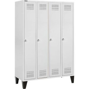 Schäfer Shop Genius Kleiderspind mit Füßen, 4 Abteile, Drehverschluss, lichtgrau/lichtgrau