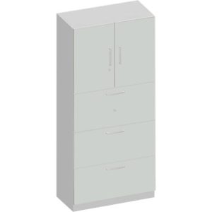 Schäfer Shop Genius Kombischrank TETRIS SOLID, 5 OH, B 800 mm, oben Flügeltüren, unten HR-Auszüge, silber/weißalu