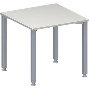 Schäfer Shop Genius Konferenztisch MODENA FLEX, Quadrat, 4-Fuß Quadratrohr, B 800 x T 800 x H 720-840 mm, lichtgrau/weißaluminium RAL 9006