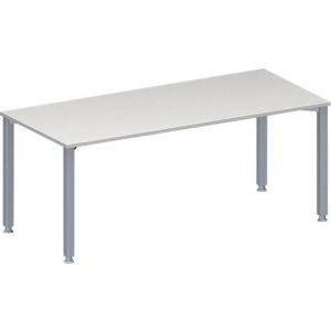 Schäfer Shop Genius Konferenztisch MODENA FLEX, Rechteck, 4-Fuß Quadratrohr, B 1800 x T 800 x H 720-840 mm, lichtgrau/weißaluminium RAL 9006