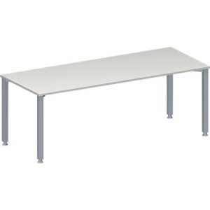 Schäfer Shop Genius Konferenztisch MODENA FLEX, Rechteck, 4-Fuß Quadratrohr, B 2000 x T 800 x H 720-840 mm, lichtgrau/weißaluminium RAL 9006