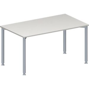 Schäfer Shop Genius Konferenztisch MODENA FLEX, Rechteck, 4-Fuß Rundrohr, B 1400 x T 800 x H 720-840 mm, lichtgrau/weißaluminium RAL 9006