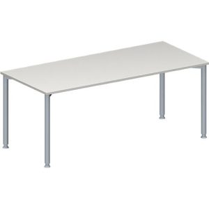 Schäfer Shop Genius Konferenztisch MODENA FLEX, Rechteck, 4-Fuß Rundrohr, B 1800 x T 800 x H 720-840 mm, lichtgrau/weißaluminium RAL 9006