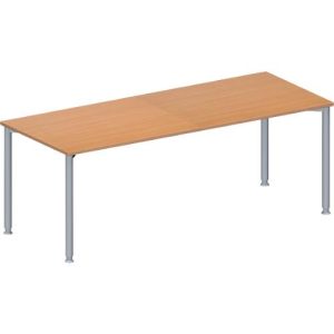 Schäfer Shop Genius Konferenztisch MODENA FLEX, Rechteck, 4-Fuß Rundrohr, B 2000 x T 800 x H 720-840 mm, Buche/weißaluminium RAL 9006