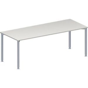 Schäfer Shop Genius Konferenztisch MODENA FLEX, Rechteck, 4-Fuß Rundrohr, B 2000 x T 800 x H 720-840 mm, lichtgrau/weißaluminium RAL 9006