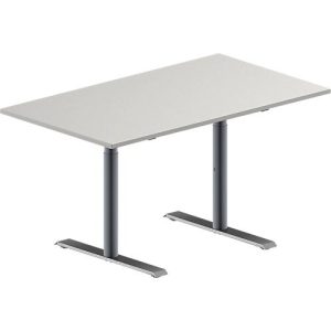 Schäfer Shop Genius Konferenztisch MODENA FLEX, Rechteck, T-Fuß Rundrohr, B 1400 x T 800 x H 650-850 mm, lichtgrau/weißaluminium RAL 9006