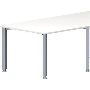 Schäfer Shop Genius Konferenztisch MODENA FLEX, Trapez, 4-Fuß Quadratrohr, B 1600 x T 800 x H 720-840 mm, weiß/weißaluminium RAL 9006