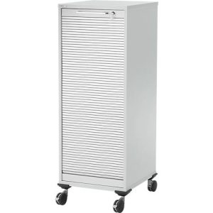 Schäfer Shop Genius Multimobil, B 450 x T 500 x H 1220 mm, Kunststoffrollladen, mit Rollen, abschließbar, lichtgrau