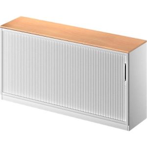 Schäfer Shop Genius Querrollladenschrank TETRIS SOLID, 2 OH, B 1600 mm, inkl. 19 mm Abdeckplatte, Buche-Dekor/weißalu/weißalu