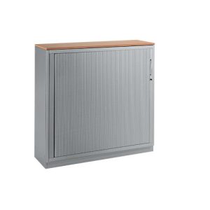 Schäfer Shop Genius Querrollladenschrank TETRIS SOLID, 3 OH, B 1200 x T 413 x H 1170 mm, mit Böden und Abdeckplatte, Buche/weißalu