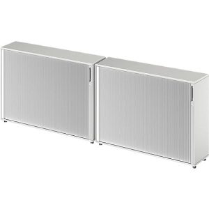 Schäfer Shop Genius Querrollladenschrank TETRIS WOOD, inkl. Gleiter, B 1200 x T 421 x H 1160 mm (3 OH), lichtgrau, 2 Stück