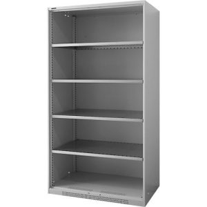 Schäfer Shop Genius Regalschrank FS, Stahl, mit Belüftungslöchern, B 1055 x T 620 x H 1950 mm, 5 OH, Weißalu, bis 500 kg