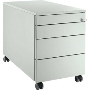 Schäfer Shop Genius Rollcontainer 1233, 3 Schubladen, 1 Utensilienauszug, Zentralverschluss, seitliche Griffnut, B 435 x T 765 x H 577 mm, lichtgrau/lichtgrau/lichtgrau