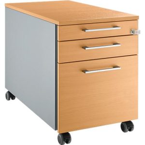 Schäfer Shop Genius Rollcontainer 126, mit Griff eckig, B 435 x H 577 mm, weißalu/weißalu/Buche-Dekor