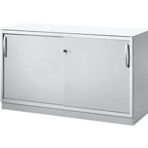 Schäfer Shop Genius Schiebetürenschrank TETRIS SOLID, 2 OH, B 1200 x H 818 mm, Mitteltrennwand, 19 mm Abdeckplatte, weiß/weißalu