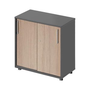 Schäfer Shop Genius Schiebetürenschrank TETRIS WOOD, 2 OH, B 800 mm, Höhe inkl. Gleiter, graphit/Eiche