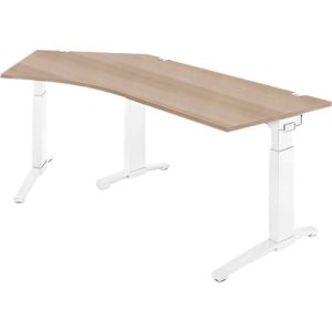 Schäfer Shop Genius Schreibtisch 135° Planova Ergostyle , Ansatz links, man. höheneinstellbar, B 2165 x T 800 mm , Eiche/weiß