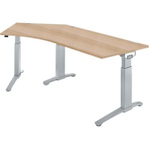 Schäfer Shop Genius Schreibtisch 135° Planova Ergostyle , Ansatz links, man. höheneinstellbar, B 2165 x T 800 mm , Eiche/weißalu