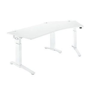Schäfer Shop Genius Schreibtisch 135° Planova Ergostyle , Ansatz rechts, man. höheneinstellbar, B 2165 x T 800 mm , weiß/weiß