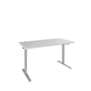 Schäfer Shop Genius Schreibtisch AERO FLEX, elektrisch höhenverstellbar, Rechteck, C-Fuß, B 1200 mm, lichtgrau/weißalu