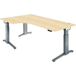 Schäfer Shop Genius Schreibtisch ERGOSTYLE S, 90°, elektrisch höhenverstellbar, Ansatz links, C-Fuß, einstufig, B 2000 x T 800 x H 715 – 1182 mm, inkl. Memory Master, weiß/anthrazit
