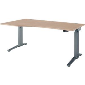 Schäfer Shop Genius Schreibtisch ERGOSTYLE S, elektrisch höhenverstellbar, einstufig, Ansatz links, C-Fuß, B 1800 x T 800 x H 715-1182 mm, inkl. Memory Master, Eiche/anthrazit