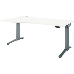 Schäfer Shop Genius Schreibtisch ERGOSTYLE S, elektrisch höhenverstellbar, einstufig, Ansatz links, C-Fuß, B 1800 x T 800 x H 715-1182 mm, inkl. Memory Master, weiß/anthrazit