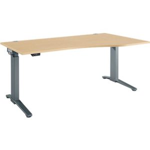 Schäfer Shop Genius Schreibtisch ERGOSTYLE S, elektrisch höhenverstellbar, einstufig, Ansatz rechts, C-Fuß, B 1800 x T 800 x H 715-1182 mm, inkl. Memory Master, Ahorn/anthrazit