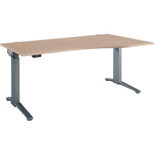 Schäfer Shop Genius Schreibtisch ERGOSTYLE S, elektrisch höhenverstellbar, einstufig, Ansatz rechts, C-Fuß, B 1800 x T 800 x H 715-1182 mm, inkl. Memory Master, Eiche/anthrazit