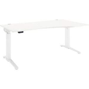 Schäfer Shop Genius Schreibtisch ERGOSTYLE S, elektrisch höhenverstellbar, einstufig, Ansatz rechts, C-Fuß, B 1800 x T 800 x H 715-1182 mm, inkl. Memory Master, weiß/weiß