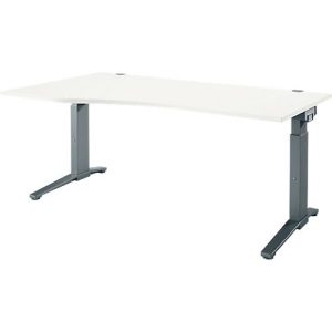 Schäfer Shop Genius Schreibtisch ERGOSTYLE S, manuell höhenverstellbar, Rechteck, C-Fuß, Ansatz links, B 1800 x T 800 x H 675-895 mm, weiß/anthrazit
