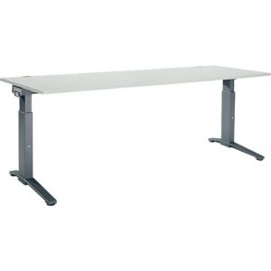 Schäfer Shop Genius Schreibtisch ERGOSTYLE S, manuell höhenverstellbar, Rechteck, C-Fuß, B 2000 x T 800 x H 675-895 mm, lichtgrau/anthrazit