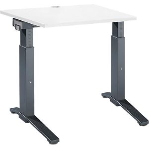 Schäfer Shop Genius Schreibtisch ERGOSTYLE S, manuell höhenverstellbar, Rechteck, C-Fuß, B 800 x T 800 x H 675-895 mm, weiß/anthrazit