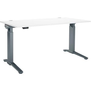 Schäfer Shop Genius Schreibtisch ERGOSTYLE S, Rechteck, elektrisch höhenverstellbar, einstufig, C-Fuß, B 1600 x T 800 x H 715-1182 mm, inkl. Memory Master, weiß/anthrazit